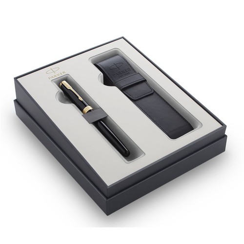 Ручка перьевая Parker Sonnet Core Matte Black GT + чехол (набор 2121710)
